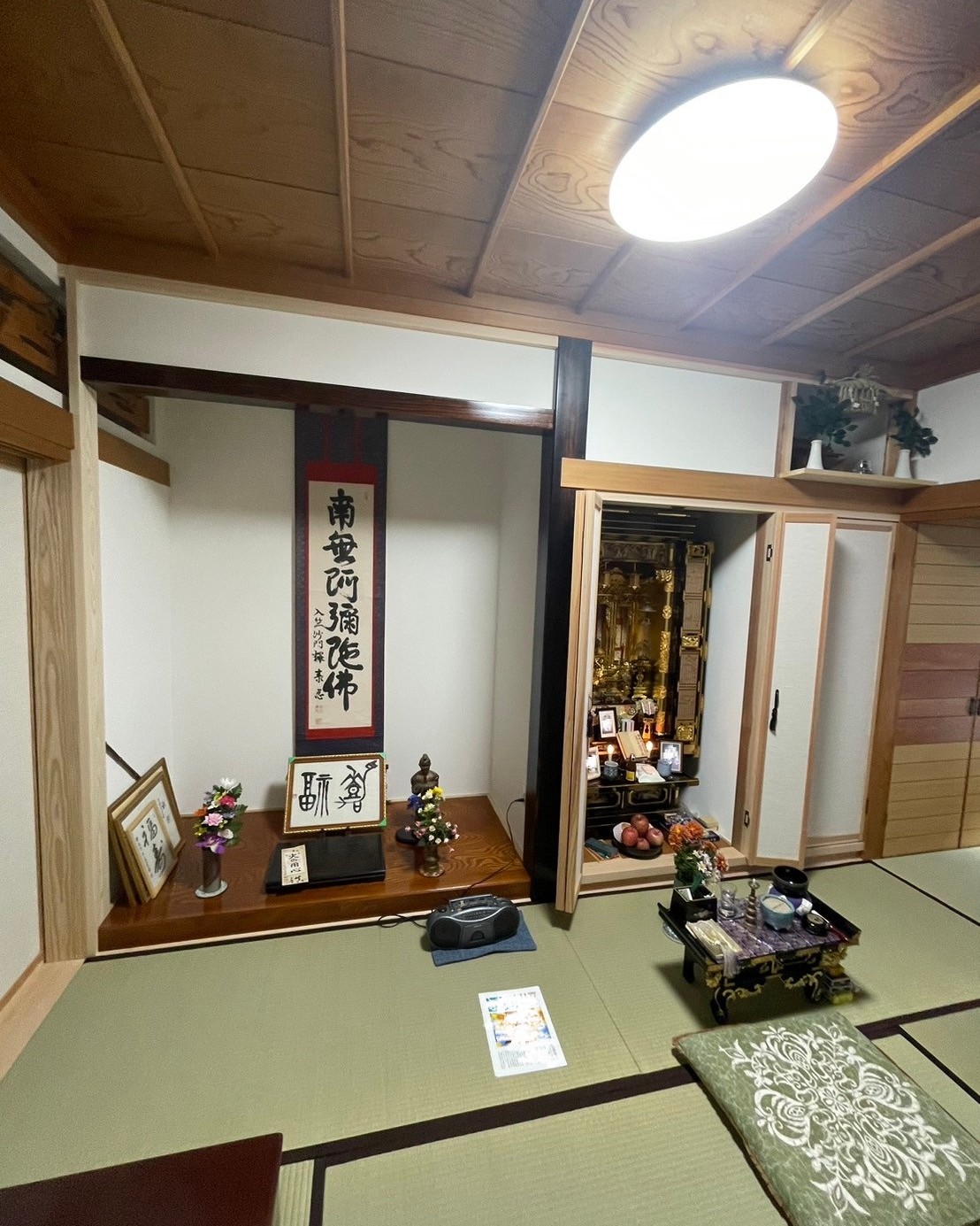 思い出の詰まった既存品を再使用した和室